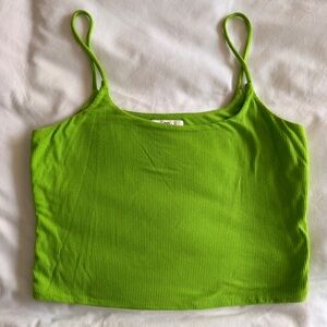 bp Bright Green Ribbed Spaghetti-Strap Crop Top